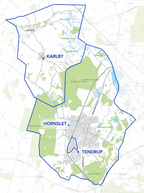 Forsyningsområdet for Hornslet Vandværk